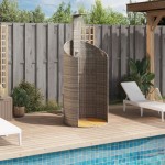 vidaXL Duș de exterior, gri, 100x100x241,5 cm, poliratan/lemn acacia vidaXL Duș de exterior, gri, 100x100x241,5 cm, poliratan/lemn acacia
