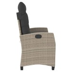 vidaXL Bancă rabatabilă de grădină cu perne, gri deschis, poliratan