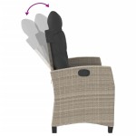 vidaXL Bancă rabatabilă de grădină cu perne, gri deschis, poliratan