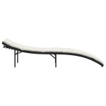 vidaXL Șezlong cu pernă, negru, 55x199x50 cm, poliratan