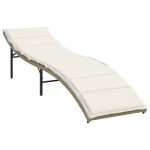 vidaXL Șezlong cu pernă, bej, 55x199x50 cm, poliratan vidaXL Șezlong cu pernă, bej, 55x199x50 cm, poliratan