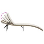 vidaXL Șezlong cu pernă, bej, 55x199x50 cm, poliratan vidaXL Șezlong cu pernă, bej, 55x199x50 cm, poliratan