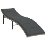 vidaXL Șezlong cu pernă, gri deschis, 55x199x50 cm, poliratan vidaXL Șezlong cu pernă, gri deschis, 55x199x50 cm, poliratan