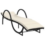 vidaXL Șezlong cu pernă, negru, 60x199x42 cm, poliratan