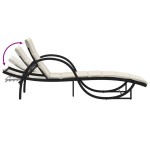 vidaXL Șezlong cu pernă, negru, 60x199x42 cm, poliratan