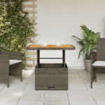 vidaXL Masă de grădină, gri, 80x80x71 cm, poliratan și lemn de acacia