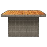 vidaXL Masă de grădină, gri, 80x80x71 cm, poliratan și lemn de acacia