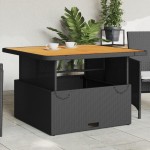 vidaXL Masă de grădină, negru, 110x110x71 cm, poliratan și lemn acacia vidaXL Masă de grădină, negru, 110x110x71 cm, poliratan și lemn acacia