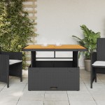 vidaXL Masă de grădină, negru, 110x110x71 cm, poliratan și lemn acacia vidaXL Masă de grădină, negru, 110x110x71 cm, poliratan și lemn acacia