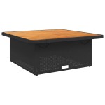 vidaXL Masă de grădină, negru, 110x110x71 cm, poliratan și lemn acacia vidaXL Masă de grădină, negru, 110x110x71 cm, poliratan și lemn acacia