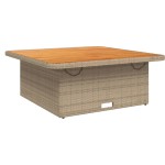 vidaXL Masă de grădină, bej, 110x110x71 cm, poliratan și lemn acacia vidaXL Masă de grădină, bej, 110x110x71 cm, poliratan și lemn acacia