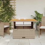 vidaXL Masă de grădină, bej, 110x110x71 cm, poliratan și lemn acacia vidaXL Masă de grădină, bej, 110x110x71 cm, poliratan și lemn acacia