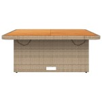 vidaXL Masă de grădină, bej, 110x110x71 cm, poliratan și lemn acacia vidaXL Masă de grădină, bej, 110x110x71 cm, poliratan și lemn acacia