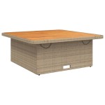 vidaXL Masă de grădină, bej, 110x110x71 cm, poliratan și lemn acacia vidaXL Masă de grădină, bej, 110x110x71 cm, poliratan și lemn acacia