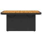 vidaXL Masă de grădină, negru, 90x55x71 cm, poliratan și lemn acacia vidaXL Masă de grădină, negru, 90x55x71 cm, poliratan și lemn acacia