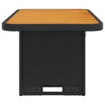 vidaXL Masă de grădină, negru, 90x55x71 cm, poliratan și lemn acacia vidaXL Masă de grădină, negru, 90x55x71 cm, poliratan și lemn acacia
