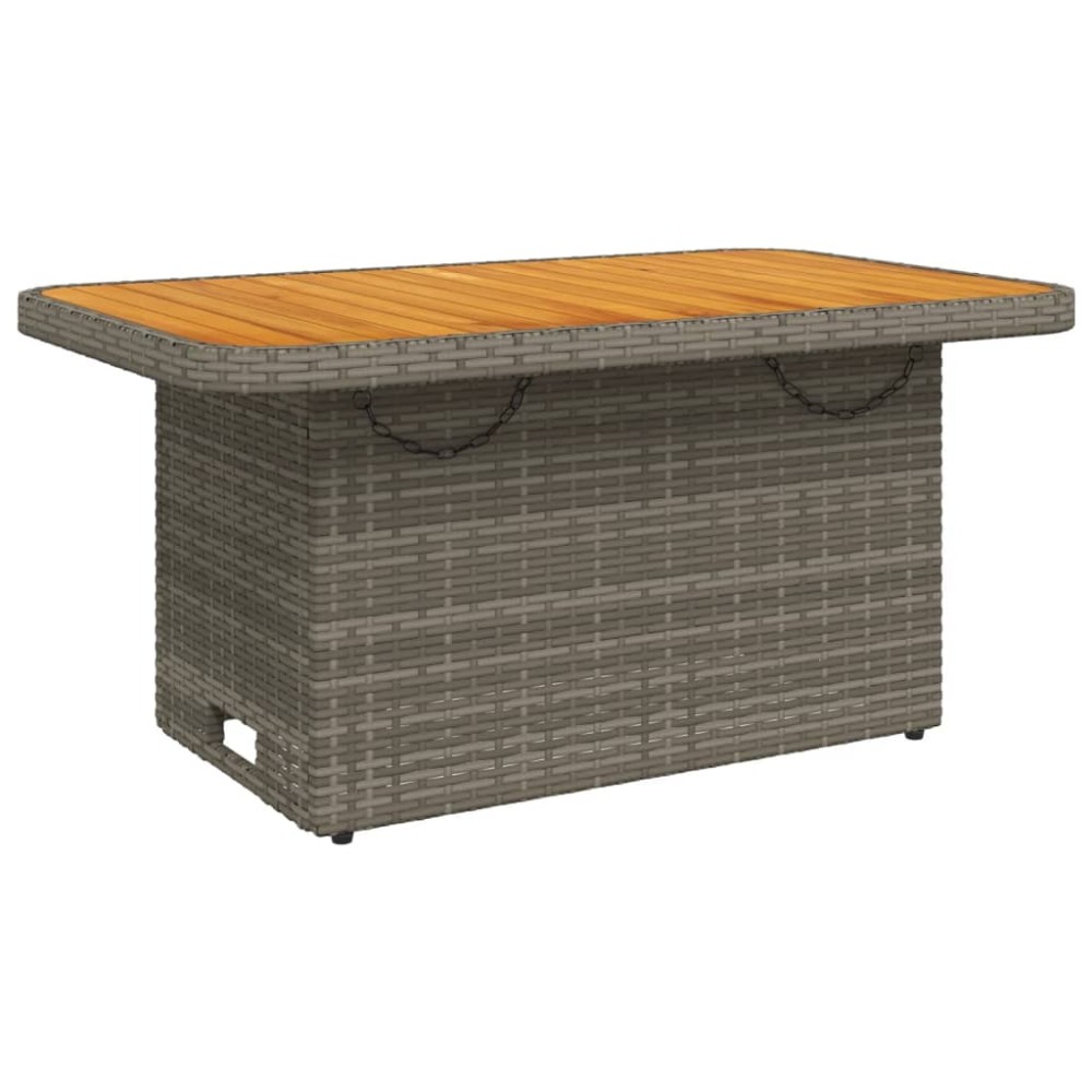 vidaXL Masă de grădină, gri, 90x55x71 cm, poliratan și lemn de acacia