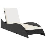 vidaXL Șezlong cu pernă, negru, 60x205x73 cm, poliratan