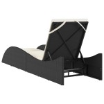 vidaXL Șezlong cu pernă, negru, 60x205x73 cm, poliratan