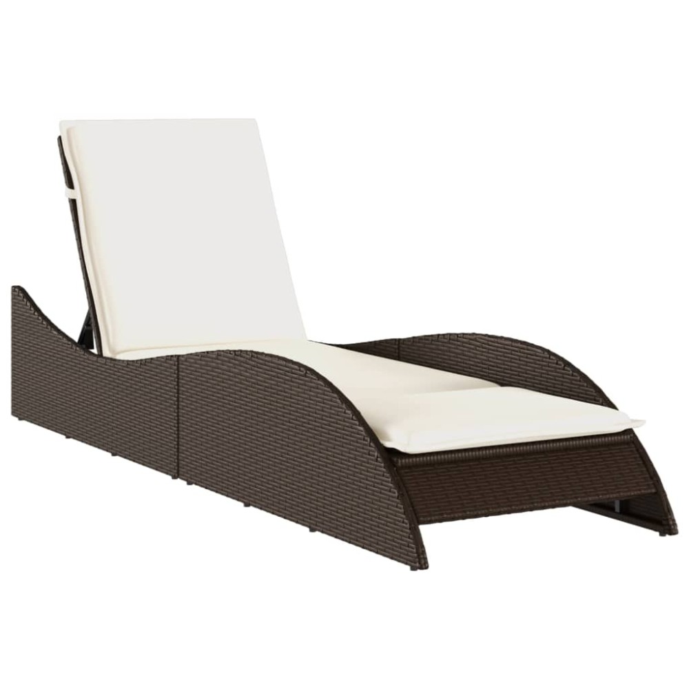 vidaXL Șezlong cu pernă, maro, 60x205x73 cm, poliratan