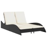 vidaXL Șezlong cu perne, negru, 114x205x73 cm, poliratan