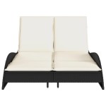 vidaXL Șezlong cu perne, negru, 114x205x73 cm, poliratan