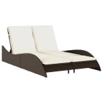 vidaXL Șezlong cu perne, maro, 114x205x73 cm, poliratan