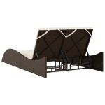 vidaXL Șezlong cu perne, maro, 114x205x73 cm, poliratan
