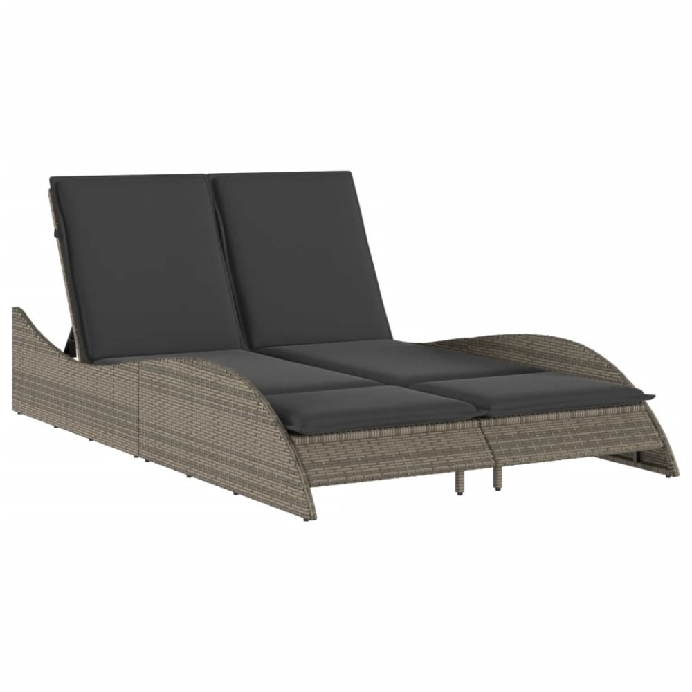 vidaXL Șezlong cu perne, gri, 114x205x73 cm, poliratan