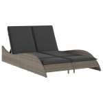 vidaXL Șezlong cu perne, gri, 114x205x73 cm, poliratan vidaXL Șezlong cu perne, gri, 114x205x73 cm, poliratan