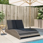 vidaXL Șezlong cu perne, gri, 114x205x73 cm, poliratan vidaXL Șezlong cu perne, gri, 114x205x73 cm, poliratan