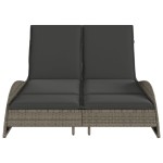 vidaXL Șezlong cu perne, gri, 114x205x73 cm, poliratan vidaXL Șezlong cu perne, gri, 114x205x73 cm, poliratan