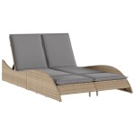 vidaXL Șezlong cu perne, bej, 114x205x73 cm, poliratan vidaXL Șezlong cu perne, bej, 114x205x73 cm, poliratan