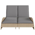 vidaXL Șezlong cu perne, bej, 114x205x73 cm, poliratan vidaXL Șezlong cu perne, bej, 114x205x73 cm, poliratan