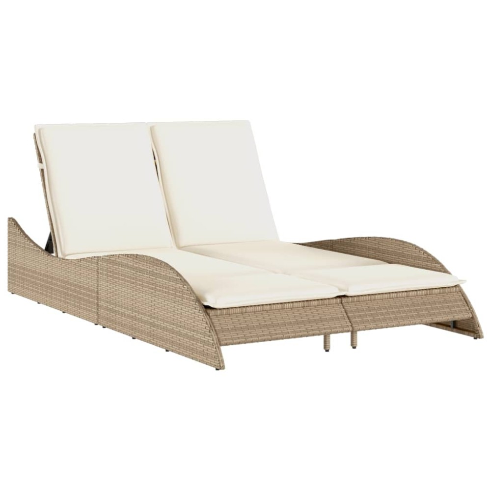 vidaXL Șezlong cu perne, bej, 114x205x73 cm, poliratan