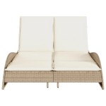 vidaXL Șezlong cu perne, bej, 114x205x73 cm, poliratan vidaXL Șezlong cu perne, bej, 114x205x73 cm, poliratan