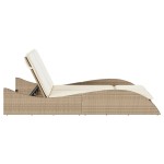 vidaXL Șezlong cu perne, bej, 114x205x73 cm, poliratan vidaXL Șezlong cu perne, bej, 114x205x73 cm, poliratan