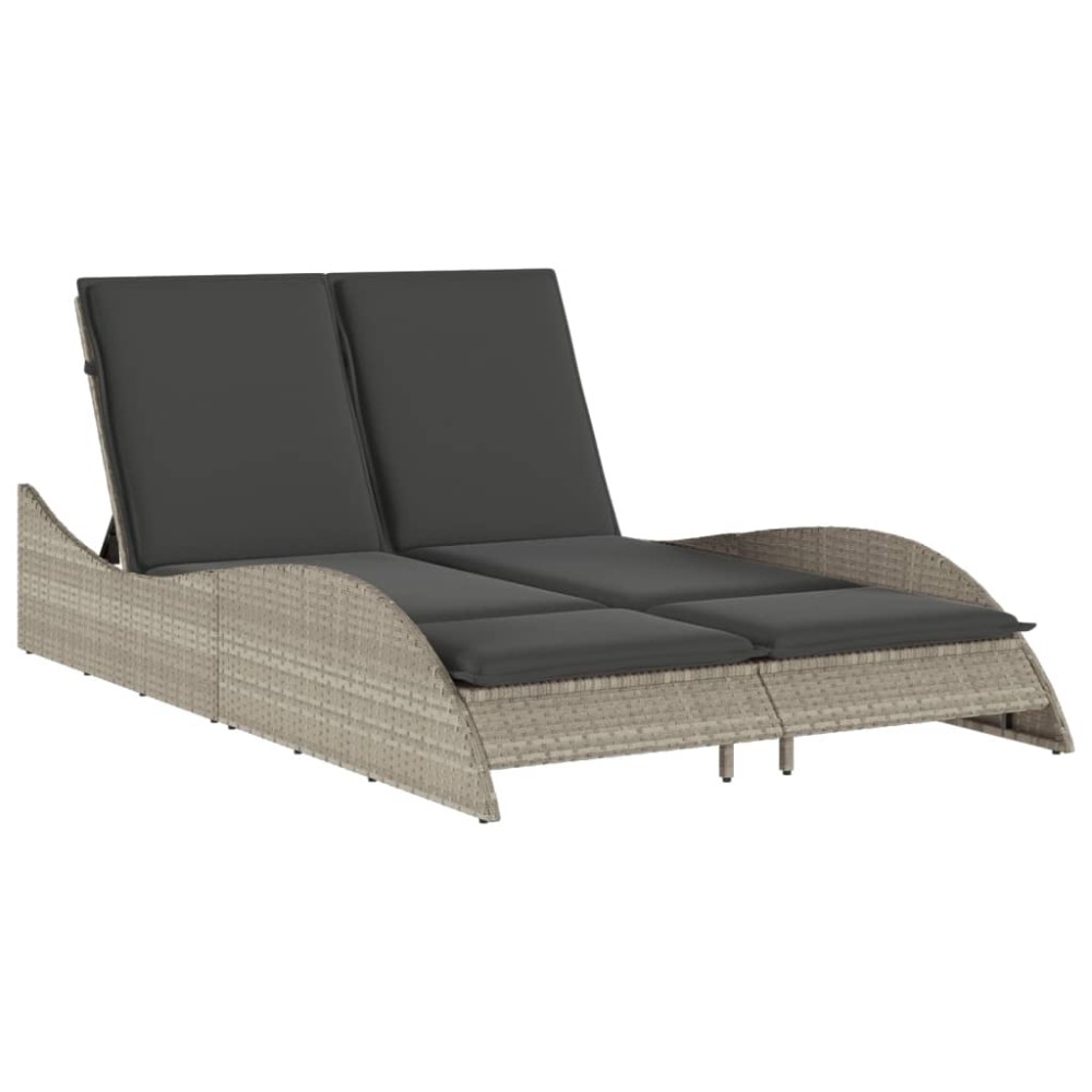 vidaXL Șezlong cu perne, gri deschis, 114x205x73 cm, poliratan