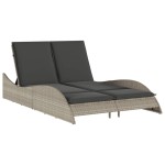 vidaXL Șezlong cu perne, gri deschis, 114x205x73 cm, poliratan vidaXL Șezlong cu perne, gri deschis, 114x205x73 cm, poliratan