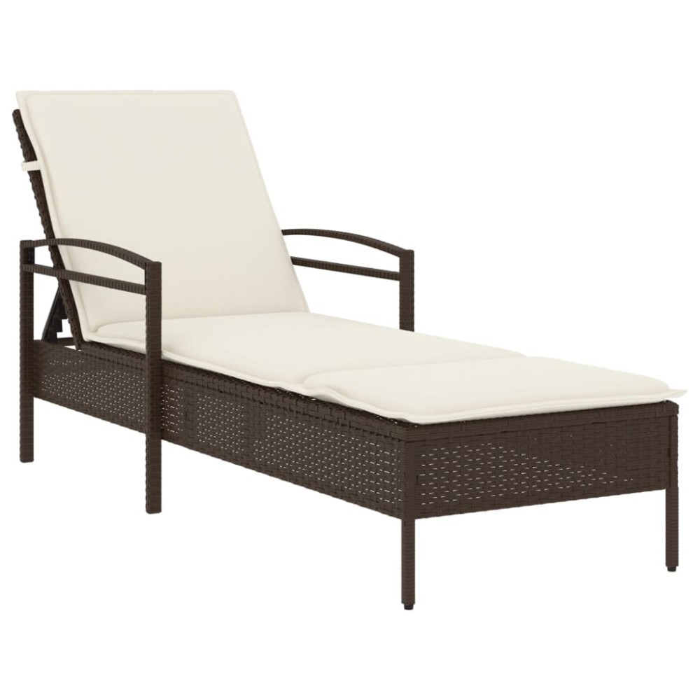 vidaXL Șezlong cu pernă, maro, 63x200x81 cm, poliratan