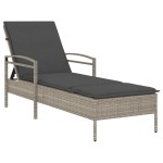 vidaXL Șezlong cu pernă, gri deschis, 63x200x81 cm, poliratan
