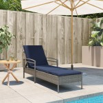 vidaXL Șezlong cu pernă gri 63x200x81 cm, poliratan (doar SUA)