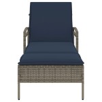 vidaXL Șezlong cu pernă gri 63x200x81 cm, poliratan (doar SUA)