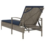 vidaXL Șezlong cu pernă gri 63x200x81 cm, poliratan (doar SUA)