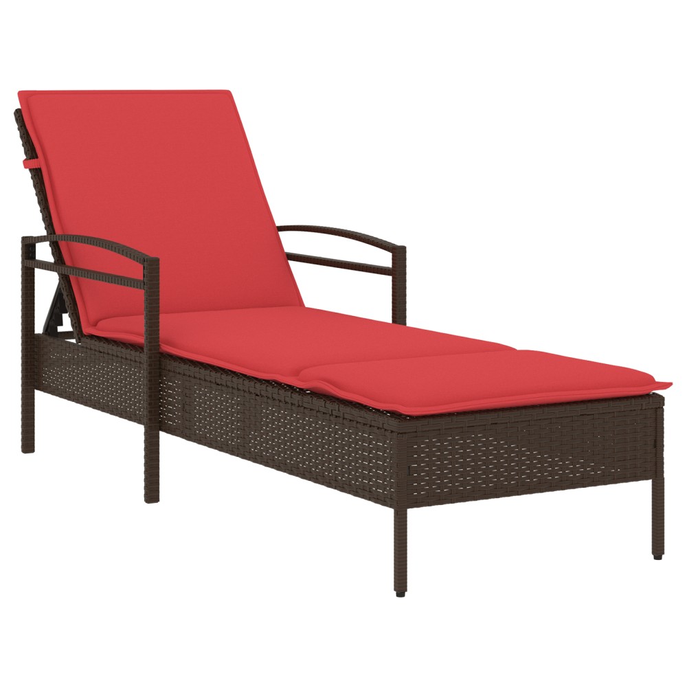 vidaXL Șezlong cu pernă maro 63x200x81 cm, poliratan (doar SUA)