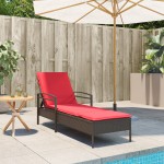 vidaXL Șezlong cu pernă maro 63x200x81 cm, poliratan (doar SUA) vidaXL Șezlong cu pernă maro 63x200x81 cm, poliratan (doar SUA)
