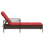 vidaXL Șezlong cu pernă maro 63x200x81 cm, poliratan (doar SUA) vidaXL Șezlong cu pernă maro 63x200x81 cm, poliratan (doar SUA)