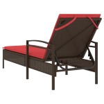 vidaXL Șezlong cu pernă maro 63x200x81 cm, poliratan (doar SUA) vidaXL Șezlong cu pernă maro 63x200x81 cm, poliratan (doar SUA)