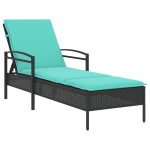 vidaXL Șezlong cu pernă, negru, 63x200x81 cm, poliratan (doar SUA)