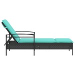 vidaXL Șezlong cu pernă, negru, 63x200x81 cm, poliratan (doar SUA)